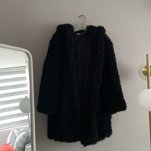 Black Teddy hooded Coat ZARA